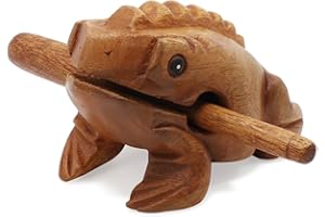 KEESIN Hölzern Frosch Musikinstrument Krächzen Güiro Schlaginstrument Spielzeug für Freunde(Groß)