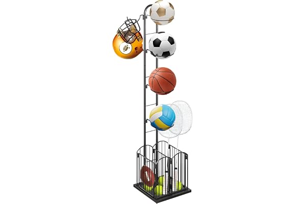 Support De Rangement pour Ballon, Support Ballon De Basket Organiseur De Basket-Ball, Rack De Stockage De Basket-Ball Rack De Football Extérieur Portable sans