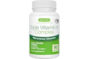 IGENNUS HEALTHCARE NUTRITION Triple K Complex 2700 mcg, All-Trans Vitamina K2 MK-7 200µg & MK-4 1000µg, Vitamina K1 1500µg, 90 Capsule Vegane, Formula Bioattiva ad Alto Dosaggio, Supporto Salute Ossea e Cardiovascolare - Igennus