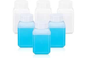 UMETASS Dichteschließe Plastikflaschen mit Kappen, Laborreagenzflaschen, wiederverwendbare Tabletten-Speichbehälter, aus HDPE, geeignet für Labor, Schule und zu Hause (Transparent, 60ml)