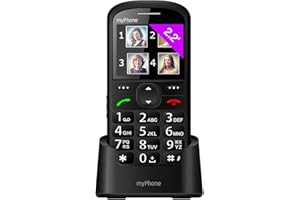 MP MYPHONE myPhone Halo 2 Mobiltelefon Senioren-Handy mit Ladestation ohne Vertrag 2.2 Zoll großes Display Großtastenhandy, Farbdisplay, Notruftaste, Taschenlampe, Bluetooth, großer Akku 900mAh, Kamera - Schwarz