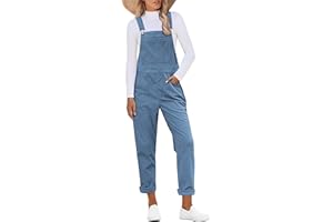 Roskiky Corduroy Overalls for Women Adjustable Straps Jumpsuit with Pocket
