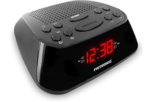 Metronic 477003 Radio-réveil FM Double Alarme - Noir
