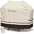 Velway BBQ Covers Waterproof Heavy Duty Barbecue Cover UV Resistant Outdoor Large Gas Grill Cover Windproof All Weather Protection with Air Vents, 145 L x 61 W x 117 H cm, Ivory