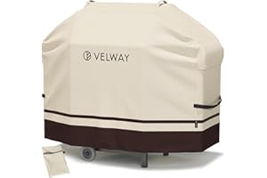 Velway Pokrowce na grilla, wodoodporne, wytrzymałe, odporne na promieniowanie UV, duży pokrowiec na grilla gazowego, wiatroszczelny, z otworami wentylacyjnymi, 145 x 61 x 117 cm, kości słoniowej