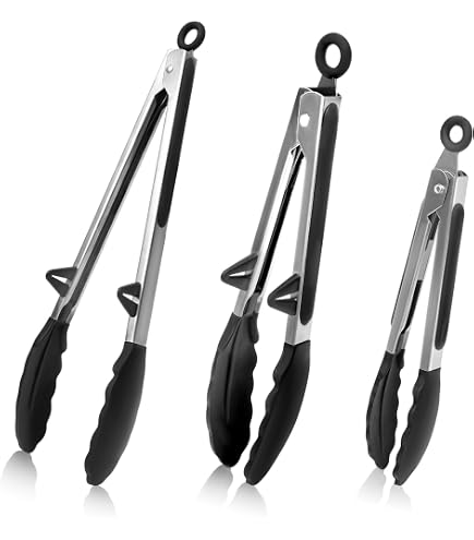 Lot De 3 Pinces De Cuisine En Inox Et Silicone - 21, 26, 34cm - Résistantes à La Chaleur