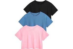 Star Vibe 3 Pack Cotton Crop Tops Gym for Women Round Neck Cropped Athletic Top Workout Yoga Tops T-Shirt Women