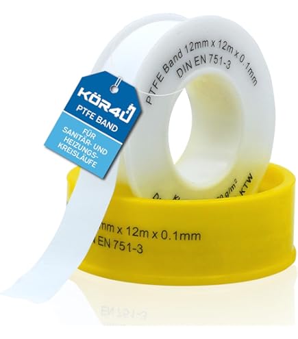 3er SET Teflonband Gewindedichtband auf Rolle PTFE für Metallgewinde DVGW DIN EN 751-3 Feingewinde FRp für Gas und Wasser 12mm x 0.1mm x 12m (60 g/m² 3er SET Teflonband Gewindedichtband auf Rolle PTFE für Metallgewinde DVGW DIN EN 751-3 Feingewinde FRp für Gas und Wasser 12mm x 0.1mm x 12m (60 g/m²