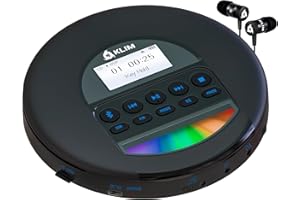 KLIM Nomad - Lettore CD Portatile - Batteria a Lunga Durata - Include Auricolari KLIM Fusion - Compatibile con CD-R, CD-RW, MP3 - Lettore SD, Radio FM, Bluetooth - Ideale per Auto - Hi-Fi - Nero Blu