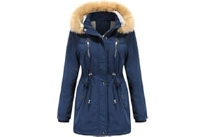 YFFUSHI Women Warm Faux Fur Hooded Jacket Long Sleeves Fleece Lined Winter Coat Fashion Winter Parka Outerwear