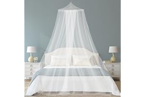 HUIFENGJIE Zanzariera Bianca a cupola, letto matrimoniale, grande zanzariera per letti da singolo a King Size, per campeggio e famiglia