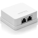deleyCON 1x CAT 6a Superficie RJ45 2x Puertos Conector de Red Blindados FTP 10 Gbit Ethernet LAN Cable de Conexión - Blanco
