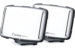 FAVOUR Foco magnético con batería, paquete de 2, foco LED con carcasa robusta, 1600 lúmenes, batería recargable mediante USB, potente luz de trabajo, IP67, resistente al polvo y al agua