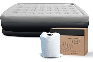 KPUY Colchón Inflable con Bomba eléctrica incorporada, Cama de Aire Doble autoinflable Plegable para huéspedes, Colchones de Aire inflables para Acampar o Uso doméstico, 203x152x46cm (Doble, Negro)