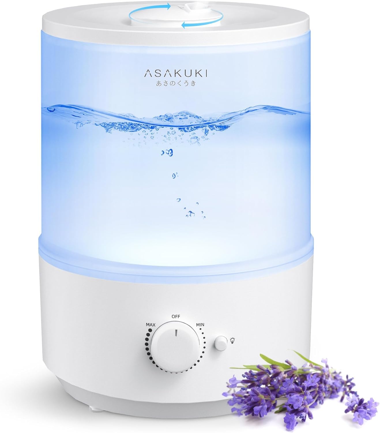 ASAKUKI Humidifiers for Bedroom, 3L Top Fill Cool Mist Humidifiers for Baby Nursery & Plants, 3-IN-1 Quiet Air Humidifier, Oi