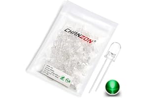 Chanzon 100 pcs 5mm Vert LED Diode Lumières (Clair Rond Transparent DC 3V 20mA) Lumineux Ampoule Lampes Composants Électroniques Indicateur Diodes Émettrices De Lumière