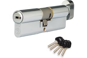 XFORT Colossus Polished Chrome 3 Star Kitemarked Thumb Turn Euro Cylinder Lock 35EX/35T (70mm), British Standard TS007 Anti-Snap Barrel Lock, Upvc Door Lock.