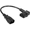 CERRXIAN IEC 320 C14 to 90 Degree C13 PDU Power Supply Extension Cable,C14 Male to Right Angle C13 Female 3 Pin Power Cord for Monitors,Computers,Etc-0.4M/15.7inch