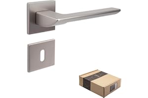 APECS Klamki do drzwi wewnętrznych nowoczesna klamka do drzwi wejściowych i wewnętrznych z kwadratowymi rozetami uchwyt drzwiowy niсkel matowy zestaw klamki z materiałem mocującym okucie drzwiowe