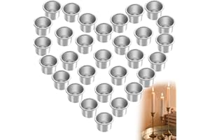 Aongray 30 Stück Kerzenhalter für Stabkerzen,Kerzentüllen Stabkerzenhalter aus Metall, Silber Klein Kerzeneinsatz Tafelkerzen,Kerzenständer,Kerzenhalter für Wohn,Esszimmerdekoration (22.2mm)