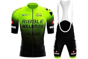 louizumify Maillots de ciclismo de manga corta para hombre Conjunto de ropa de verano, culottes de ciclismo con acolchado de gel 3D