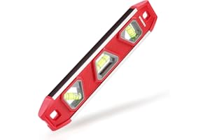 WORKPRO Poziomica magnetyczna 23 cm, mała, 3 libelle 45°/90°/180°, odporna na uderzenia, aluminiowa rama, mocny magnes, czytelna od góry, dla profesjonalistów budowlanych