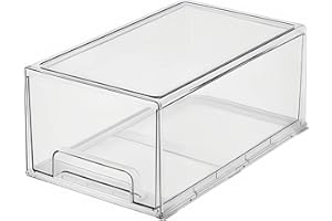 Epzia 1 Stück Groß Kühlschrank Organizer Schublade - Klare Stapelbare Herausziehbare für Küchen Organizer Schublade, Kühlschrank, Gefrierschrank und Pantry Organizer und -(Transparent)
