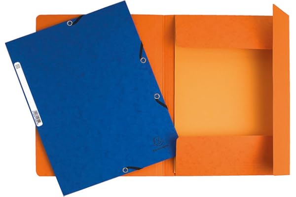 Exacompta - Réf. 55300E - Paquet de 10 chemises à élastiques - pochettes 3 rabats - en carte lustrée 355 g/m2 - dimensions 24 x 32 cm pour documents au format A4 - 5 couleurs assorties