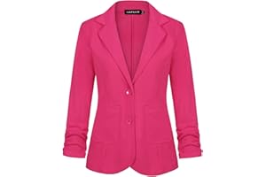 MINTLIMIT Giacca da donna casual da lavoro da ufficio con tasche con bottoni a maniche a 3/4