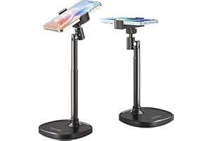 PUJUDODA Support Téléphone,Porte Telephone Réglable sous Plusieurs Angles,Support Smartphone Télescopique pour Prise de Vue au Sommet,Support Telephone Bureau pour iPhone/Android etc.