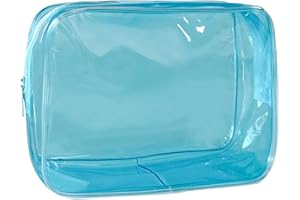 TotePrint Clear PVC Toiletry Bags in 1 Bright Colours Large Capacity, Blue - 1 piece, Modern