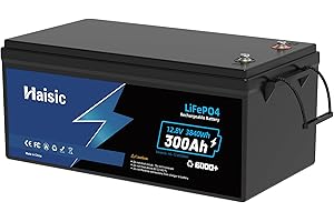 BRINGLUCK2U Batterie Lithium 12V 300Ah, Haisic Batterie LiFePO4 Rechargeable BMS 200A Intégré, Batterie au Lithium Jusqu'à 15000+ Cycles.pour Camping Car, Système Off-Grid, Bateau, Caravane, Solaire - 3840W