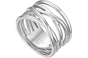 Flongo Bague Fiançailles pour Femme Homme, Alliance Acier Inoxydable Poli Motif Croisé Couleur Argent Or Couples Amoureux Fantaisie Cadeaux Romatique Noël Saint Valentin Mariage Anniversaire