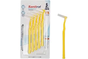 Sanitral Angle Interdental Brushes(0.45mm-Size 1),Angled Dental Brush for Teeth Cleaning-Excellent Access Between Teeth-Yellow