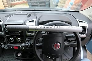 Milenco High Security Steering Wheel Lock + Silver with Pad and Bag