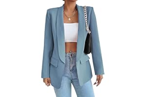 ALSOGO Damen Blazer Langer Casual Open Front Blazer Arbeit Büro Jacken mit Taschen