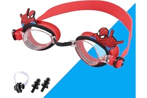 HEAWAA Gafas de natación para niños, Gafas de Natación Antivaho con Tapones para Los Oídos Clip para La Nariz, Gafas de Natación Ajustables Dibujos Animados para Niñas y Niños de 3 a 12 Años
