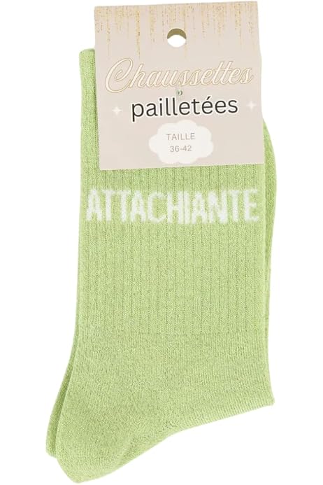 Chaussettes Message Paillettes 'Madame Parfaite' - Taille Unique 36-42, Coton/polyester/fil Métallique
