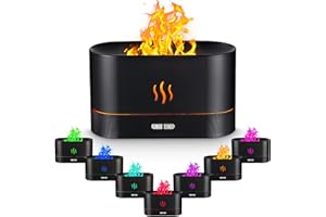 BIRSHE Aroma Diffuser z efektem płomienia, 180 ml nawilżacz z dyfuzorem płomienia, 7-kolorowy dyfuzor olejków eterycznych do jogi zapachowej w domu, bez wody, automatyczne wyłączanie/niski poziom hałasu