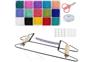 SagaSave Perlenwebrahmen Satz mit 15 Farben Perlen, Perlen Loom Webrahmen Perlenwebstuhl Kit Strickmaschine für DIY Handgemachte Schmuck Armbänder (Schwarz)