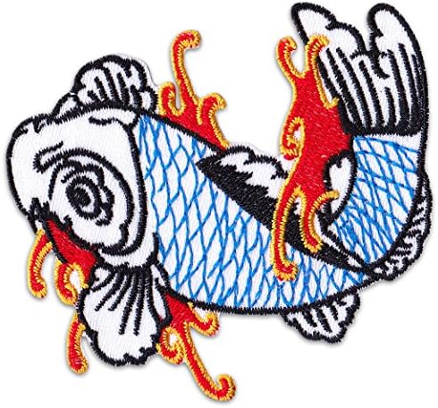 Wakapu Patch Nishigikoi Patch Iron On Sew On Embroidered Koi Karp Fish Tattoo Irezumi Tebori Tao Shinto Martial Arts (Small)