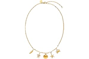 Purelei® Underwater World łańcuszek damski ze stali nierdzewnej, wodoodporny naszyjnik z zawieszkami w kształcie morskiego wzornictwa, regulowana długość 40-45 cm