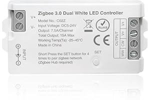 THUNGCIT ZigBee 3.0 LED-Controller C01Z Einfarbiger PWM-LED-Streifen-Glühbirnendimmer Kompatibel mit Echo Plus Home-Kit Zigbee Hub Bridge erforderlich DC5-24V
