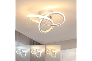 Goeco Lampa Sufitowa LED 20W 2200lm - Nowoczesna Biała Lampa do Wnętrza, Kuchni, Przedpokoju - Kontrola Przełączania 3000K/4000K/6000K