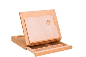 TOUROCMONT Tischstaffelei Malkoffer aus Buchenholz Staffelei zum Malen Einstellbar mit Schublade und Farbepalette
