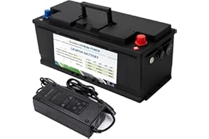 KCVOLRO Batería de litio Lifepo4 de 12 V, 100 Ah, ciclo profundo de hasta 7000 ciclos, adecuada para carros de golf, caravanas solares, autocaravanas, baterías navales y otras aplicaciones. Incluye cargador