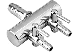 Pssopp Válvula de Control de Aire del Tanque de Peces del Divisor del Flujo de Aire del Acuario Distribuidor de oxígeno del oxígeno del Acuario de Acero Inoxidable(2 vías)