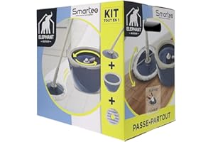 ELEPHANT Kit de lavage Smarteo + — Platine pliable- Diamètre 25 cm — 124 g, Bleu et Blanc, 31 cm 26, 5 cm 30 cm