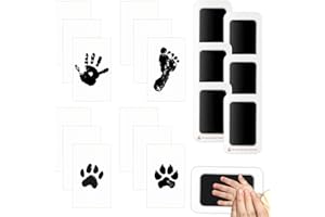 CIOXSOIO 6 Piezas Huellas Bebe Recien Nacido, Huellas de Perro, Mascota Huella Perro Recuerdo, Huella Bebe Pie y Manos No se Mancha Regalos para Bebes Recien Nacidos