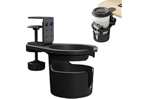 XIRUIUBAO Portabicchieri Tavolo, Porta Tazza da Scrivania, Rotazione a 360° Portabottiglie da Tavolo Anti-sversamento, Portabicchieri Regolabile per Casa e Ufficio (Nero)